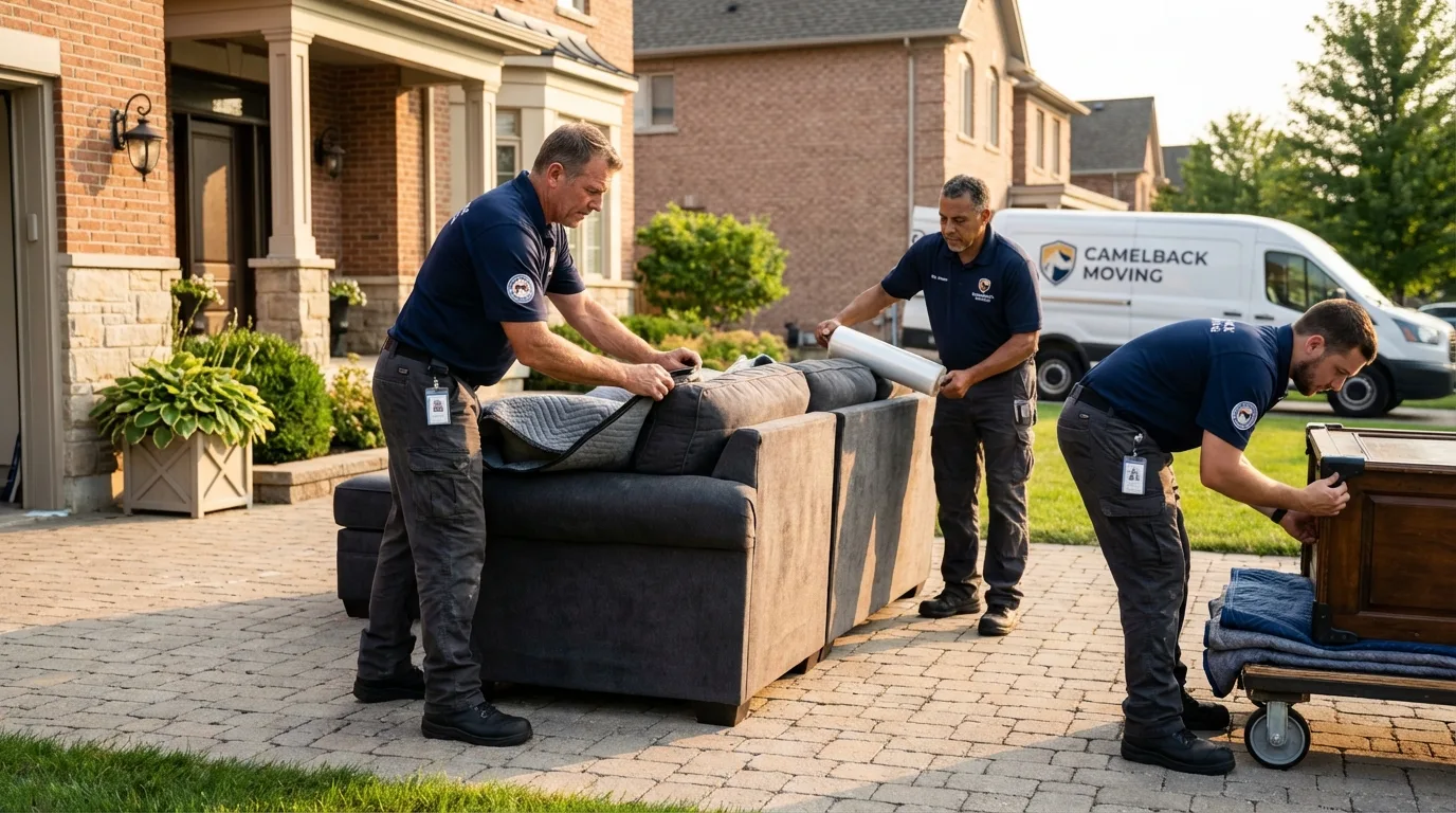 Large estate moving crew wrapping furniture in Riverview, FL